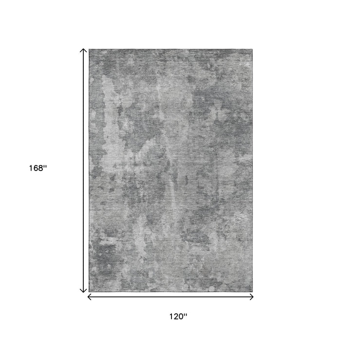 10' X 14' Abstract Washable Area Rug With UV Protection (649834) - Gray / Ivory