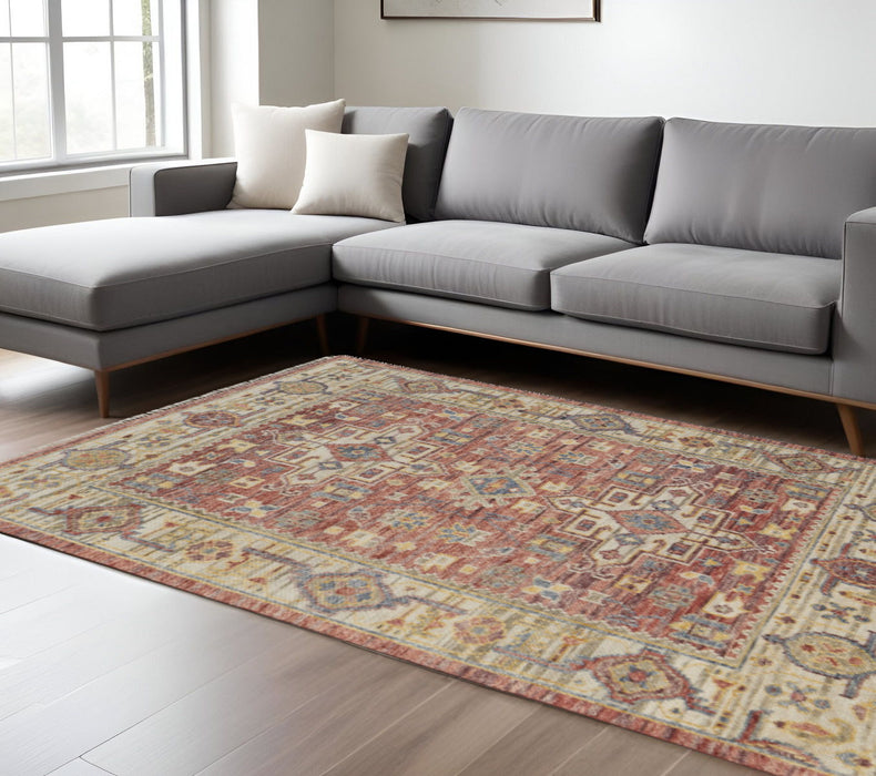 12' X 15' Oriental Hand Knotted Area Rug With Fringe - Red