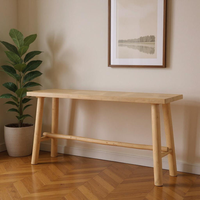 66" Solid Wood Trestle Console Table - Light Brown