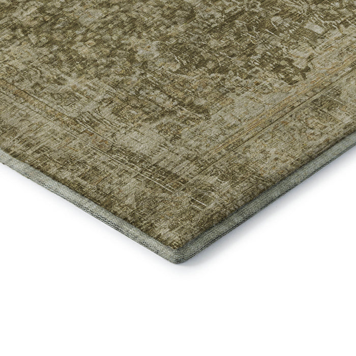 10' X 14' Floral Medallion Washable Area Rug With UV Protection (696440) - Brown / Beige
