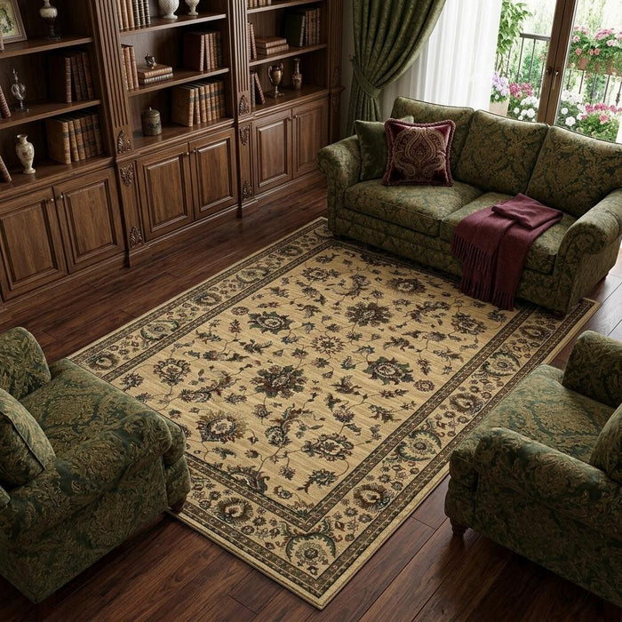 8' X 11' Oriental Area Rug (574389) - Ivory / Green