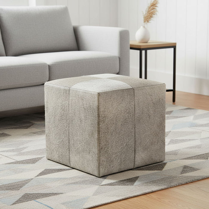 Wool Cube Ottoman - Gray