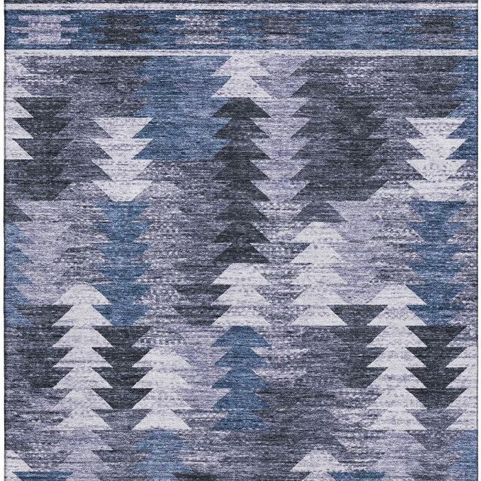9' X 12' Southwestern Washable Area Rug With UV Protection - Blue / Ivory
