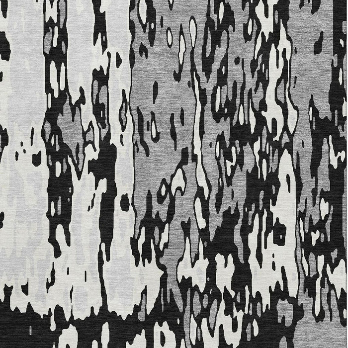10' X 14' Abstract Washable Area Rug With UV Protection (675828) - Black / Ivory / Gray