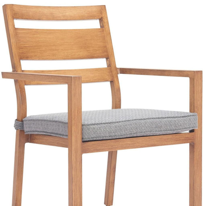 Slipcovered Aluminum Slat Back Dining Arm Chairs (Set of 2) - Natural
