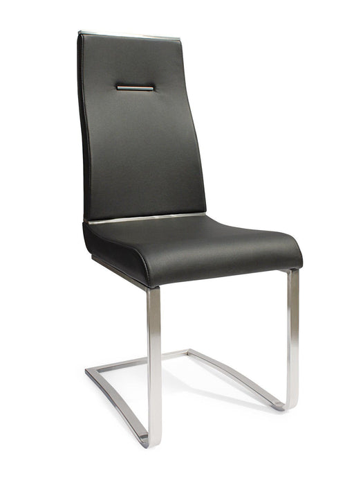 Faux Leather Upholstered Dining Side Chairs (Set of 2) - Silver / Black