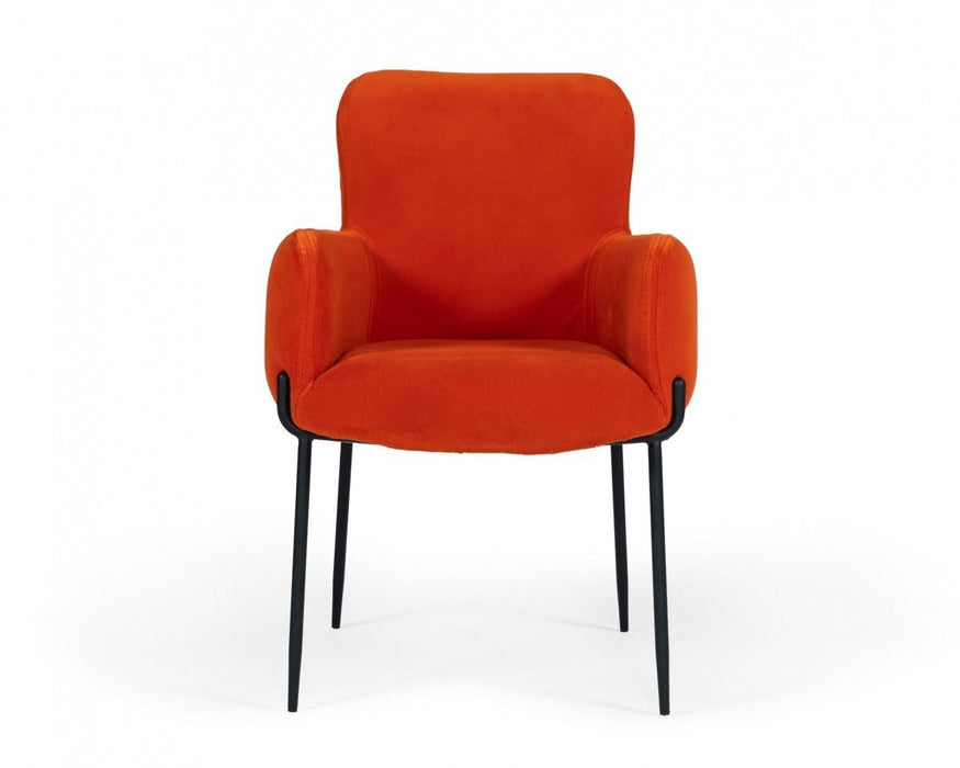 Upholstered Fabric Dining Arm Chair - Orange