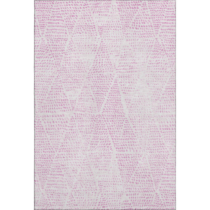 8' X 10' Diamond Washable Area Rug With UV Protection (650588) - Pink / Ivory