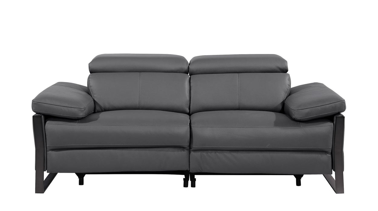 Italian Leather Power Reclining Loveseat (720500) - Dark Gray / Black