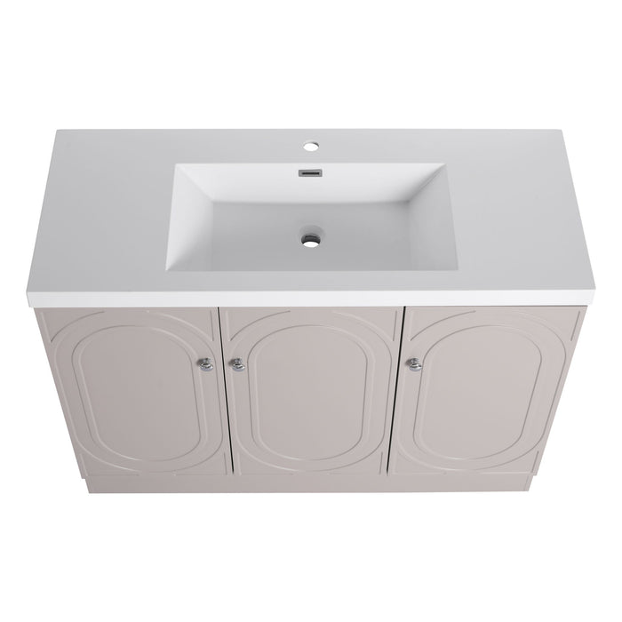 Giga contemporary freestanding bathroom vanity with resin sink and soft-close cabinet doors, modern and stylish bathroom furniture