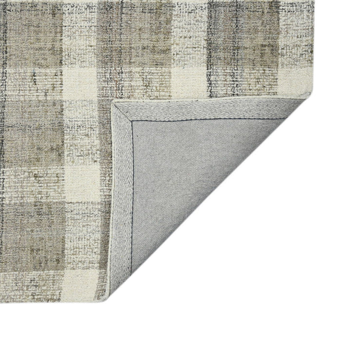 9' X 13' Wool Plaid Hand Tufted Area Rug - Gray And Ivory