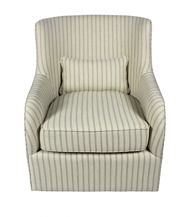Polyester Blend Striped Swivel Lounge Chair - Natural