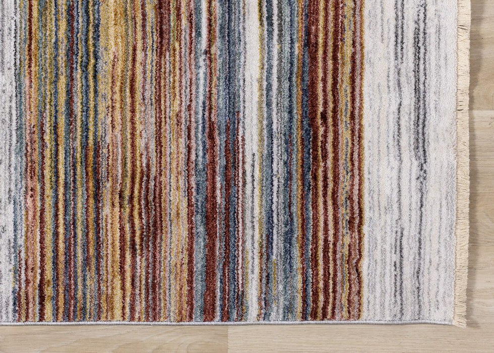 8' X 10' Striped Area Rug (660206) - Yellow / Blue / Brown