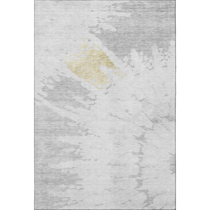 10' X 14' Abstract Washable Area Rug With UV Protection (651310) - Silver / Gold / Ivory