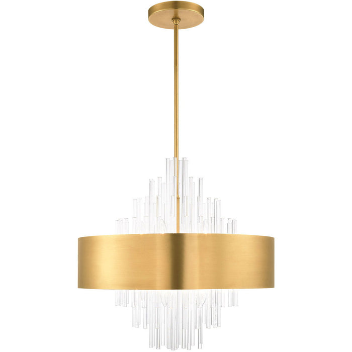 Ten Light Dimmable Chandelier With Shades - Brass