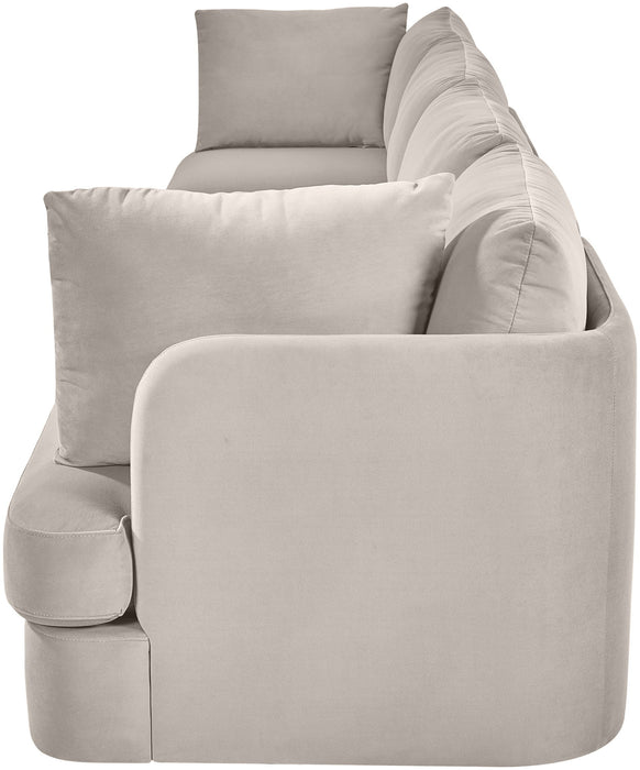 Meridian Furniture Hammond velvet performance fabric upholstered 4-piece stationary sectional sofa with plush cushions and modern design.