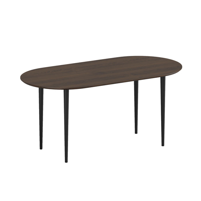67" Solid Wood Mirrored Double Pedestal Base Oval Dining Room Table - Walnut