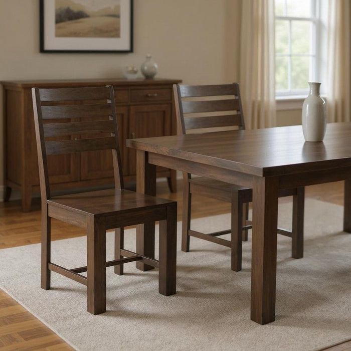 Solid Wood Ladder Back Dining Side Chairs (Set of 2) - Brown