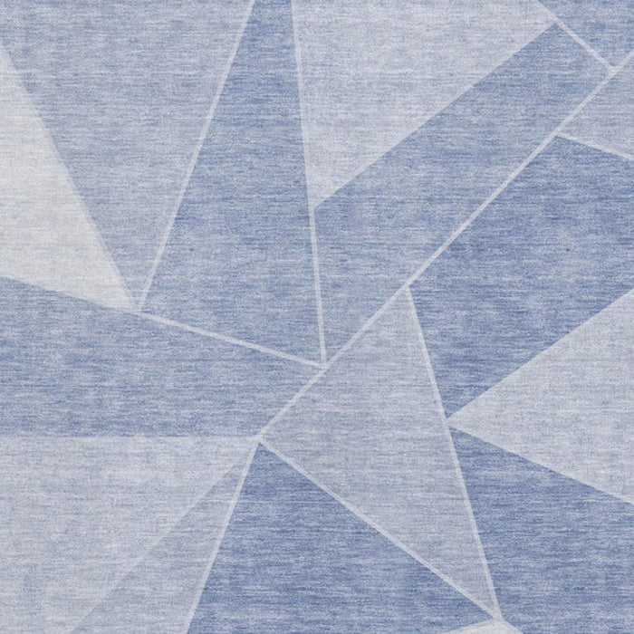 9' X 12' Geometric Washable Area Rug With UV Protection (653331) - Sky Blue / Ivory