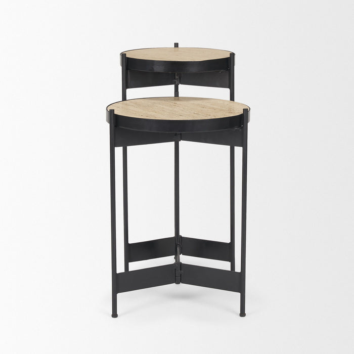 Marble Metal Nested Tables (Set of 2) - Brown / Black