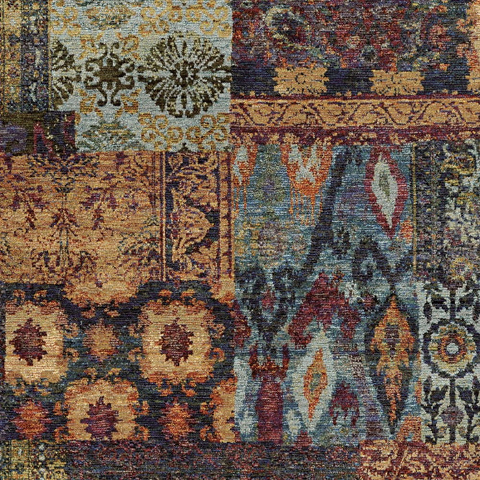 5' x 7' Abstract Power Loom Area Rug - Blue And Gold