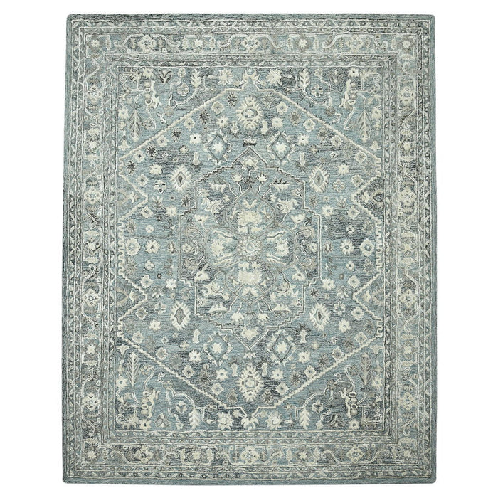 8' X 10' Wool Oriental Hand Tufted Area Rug - Sky Blue