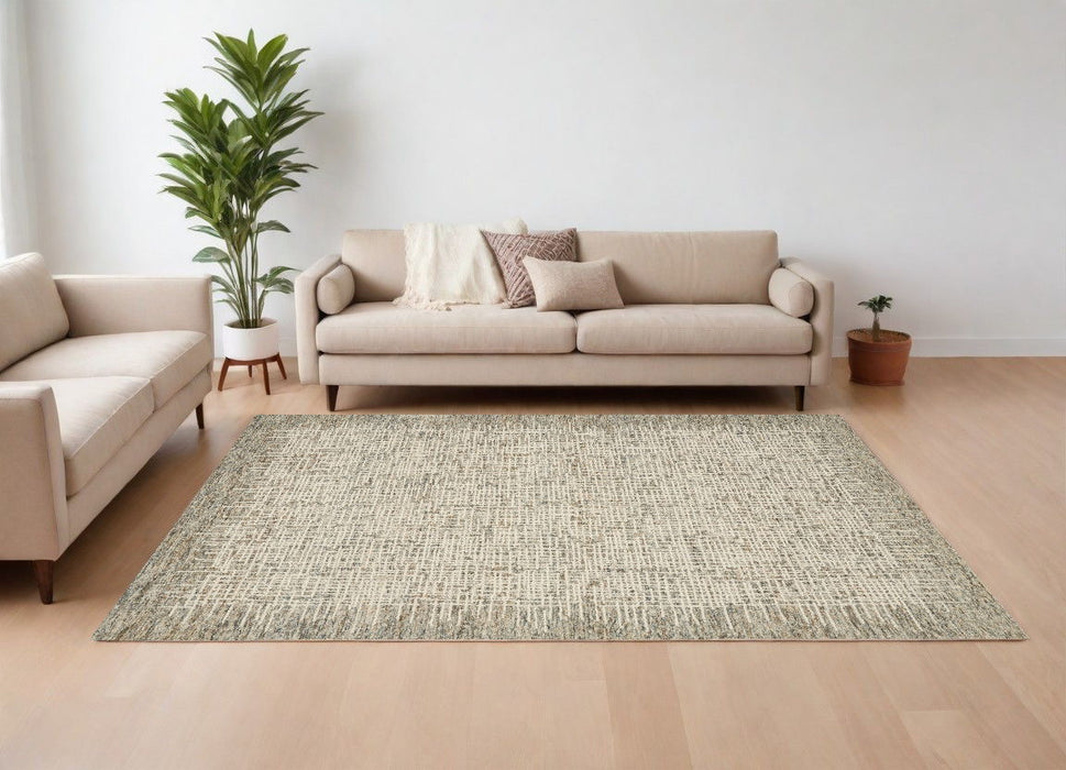 8' X 12' Wool Abstract Area Rug - Ivory