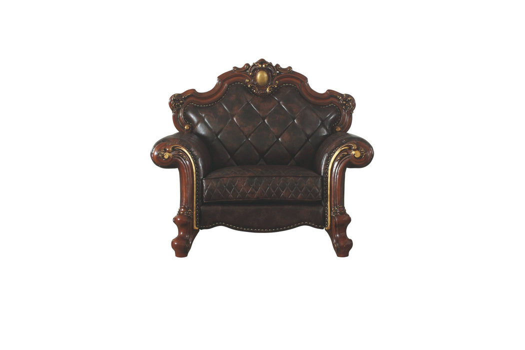 Faux Leather Tufted Arm Chair - Chocolate