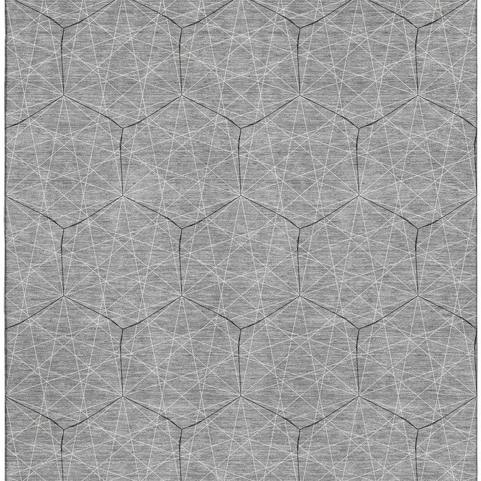 10' X 14' Geometric Washable Area Rug With UV Protection (677879) - Gray / Silver