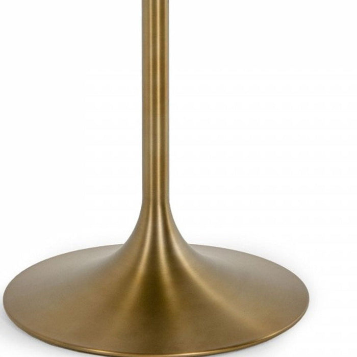 Rounded Marble Metal Dining Table - White / Gold