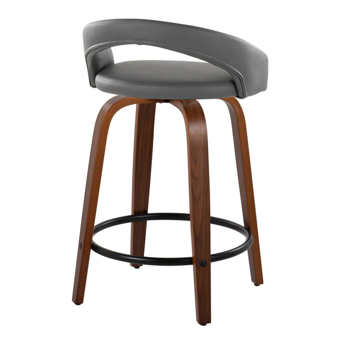 Grotto - 31" Upholstered Fixed-Height Counter Stool (Set of 2) - Walnut Wood Base