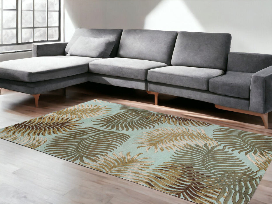 5' x 8' Wool Area Rug - Aqua