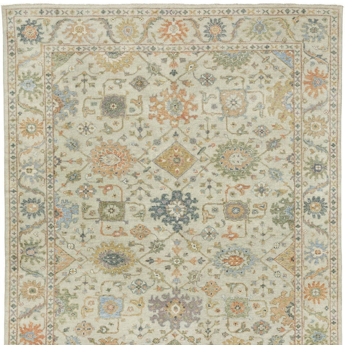 8' X 10' Wool Oriental Hand Knotted Area Rug With Fringe - Beige And Green