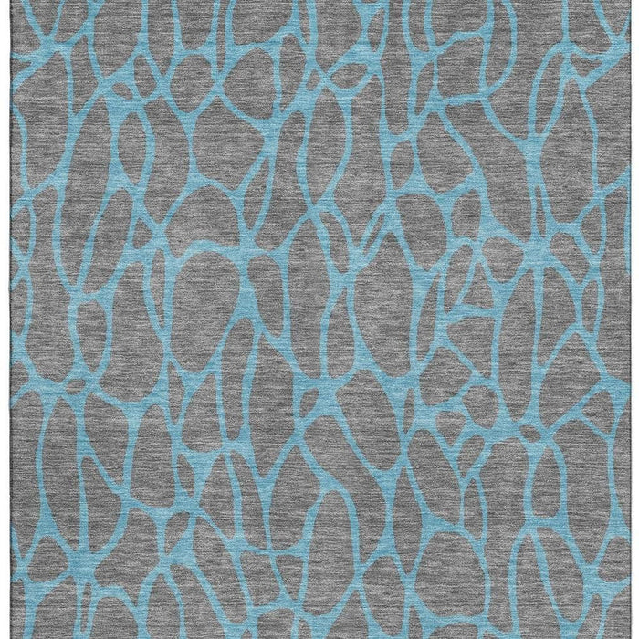10' X 14' Geometric Washable Area Rug With UV Protection (680325) - Gray / Aqua