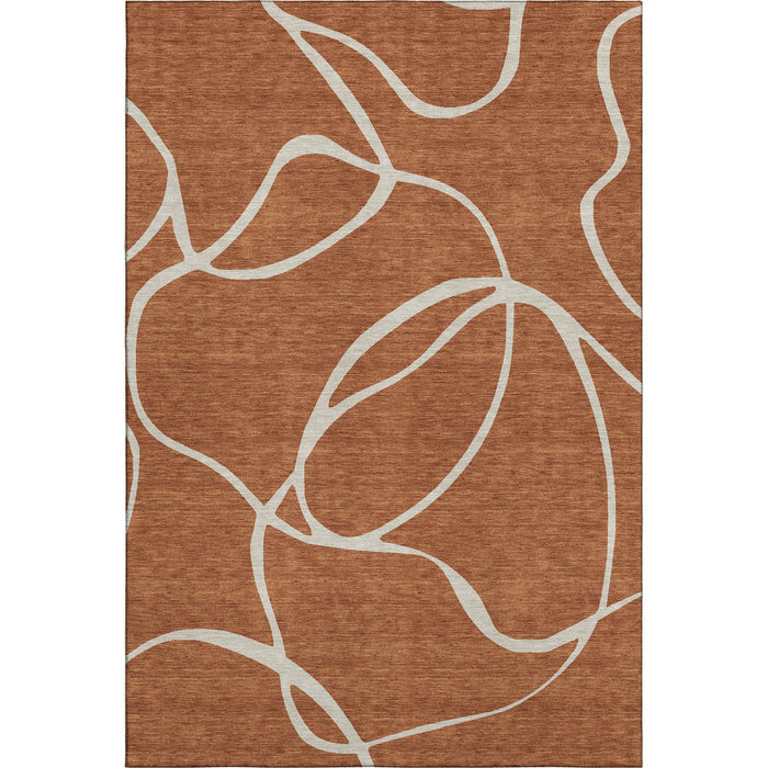 10' X 14' Abstract Washable Area Rug With UV Protection (678670) - Rust / Beige
