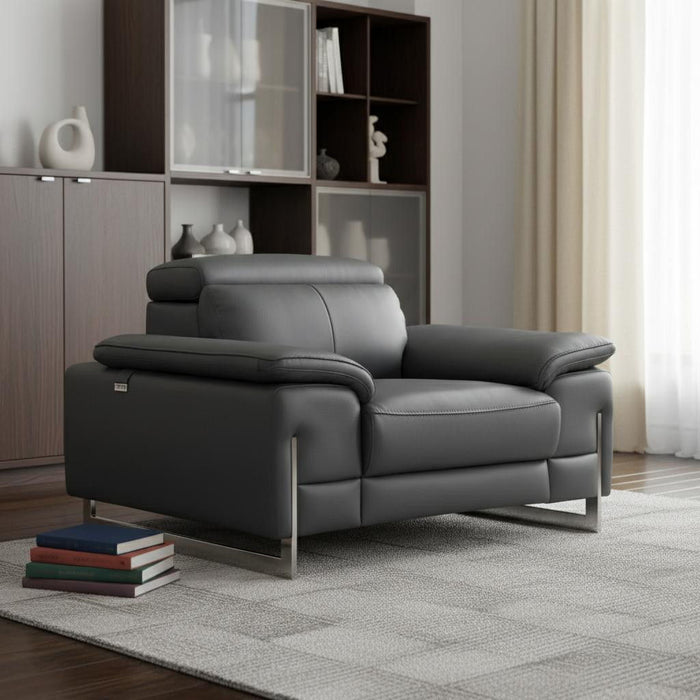 Faux Leather Club Chair - Gray And Silver