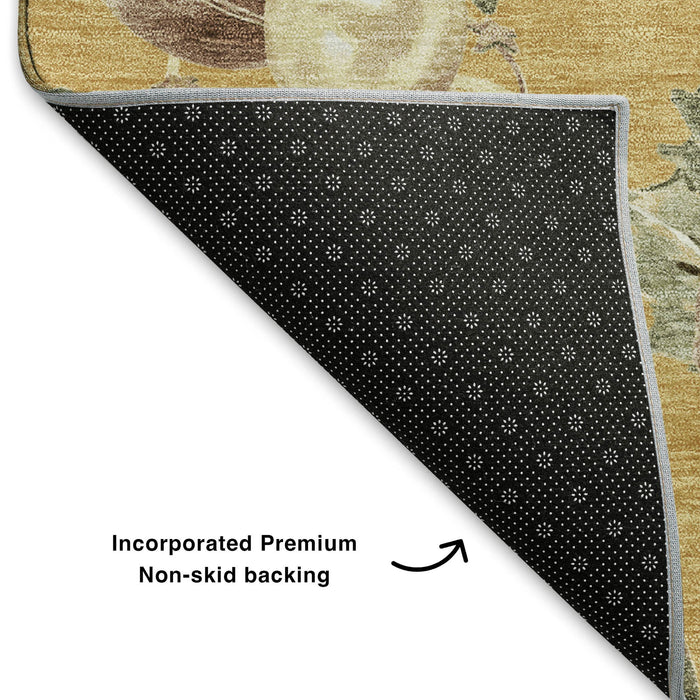 10' X 14' Polka Dot Washable Area Rug With UV Protection (702497) - Gold / Brown / Beige