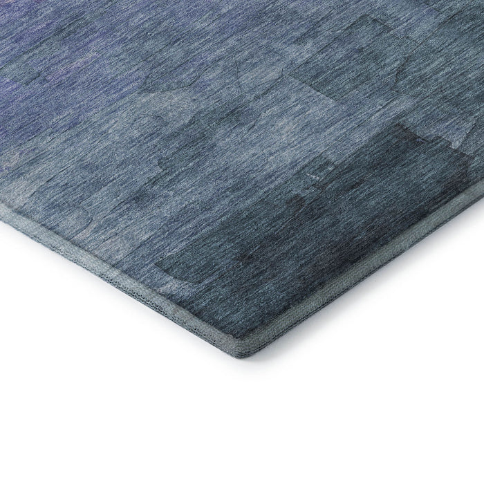 10' X 14' Striped Washable Area Rug With UV Protection (693858) - Denim Blue / Lavender / Sky Blue