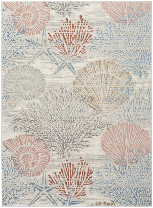 6' X 9' Seashell Area Rug (550275) - Blue / Blush / Gray