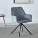 Blue Giga modern ergonomic desk chair with metal legs, upholstered home office swivel chair without wheels, ideal for bedroom or reception