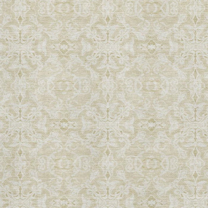 9' X 12' Medallion Washable Area Rug With UV Protection - Tan And Beige
