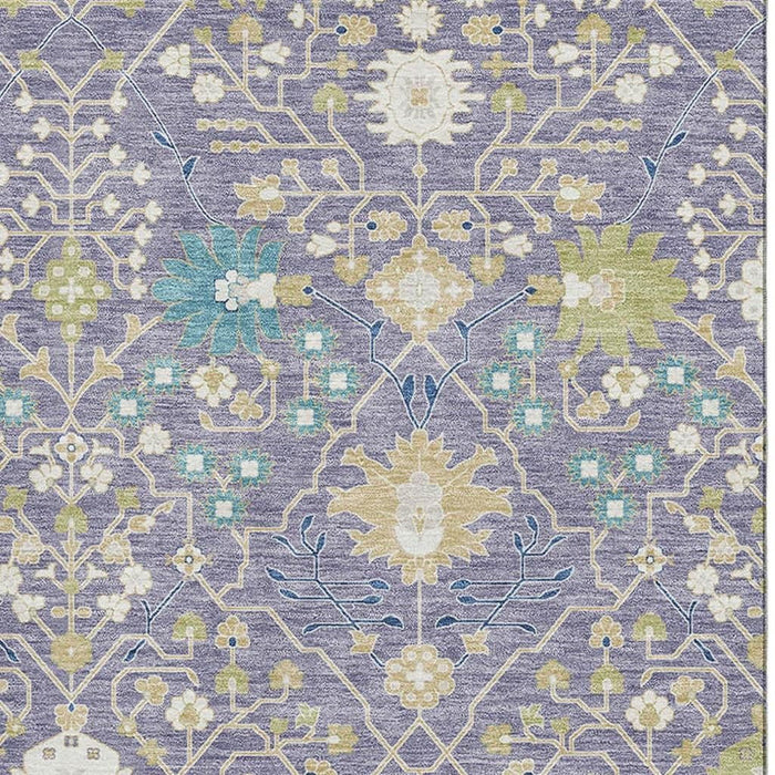 10' X 14' Oriental Washable Area Rug With UV Protection (679222) - Lavender / Beige / Blue