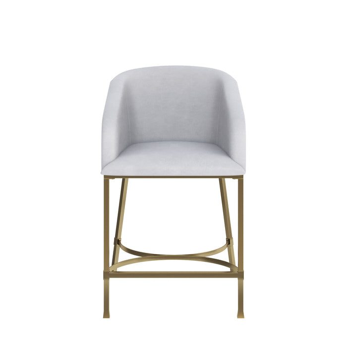 Fabric Low Back Counter Height Bar Chair - White / Gold