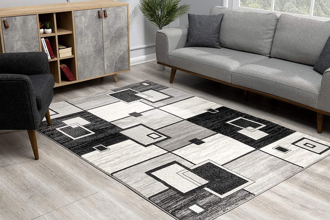 8' x 10' Abstract Dhurrie Polypropylene Area Rug - Gray