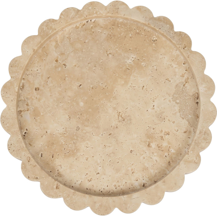 Meridian Furniture Ricardo travertine tray with raised edges and natural stone finish, ideal for serving or decorative use.