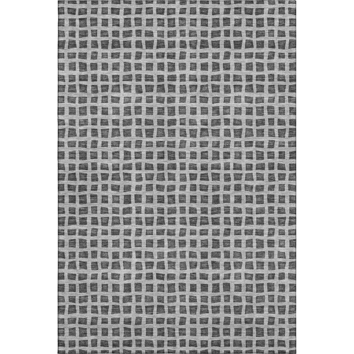 10' X 14' Geometric Washable Area Rug With UV Protection - Graphite / Silver