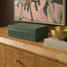 Green ribbed vegan leather storage box from Eton by TOV Furniture, designed for hospitality-grade organization and storage.
