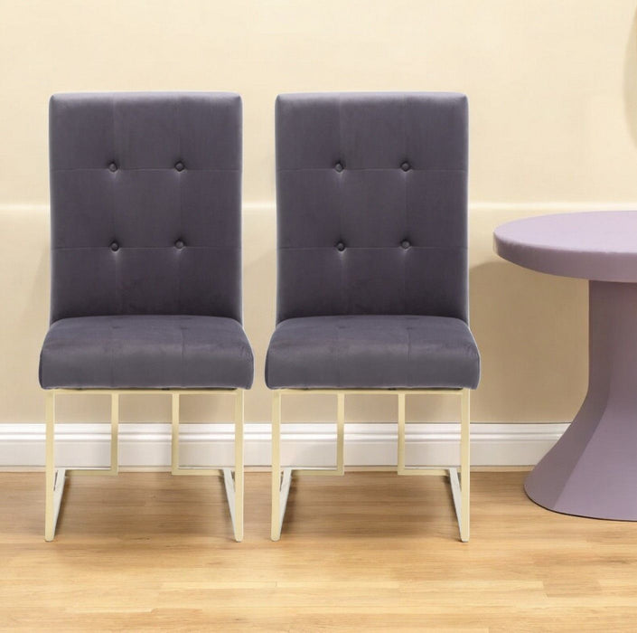 Tufted And Upholstered Fabric Dining Side Chairs (Set of 2) - Gray