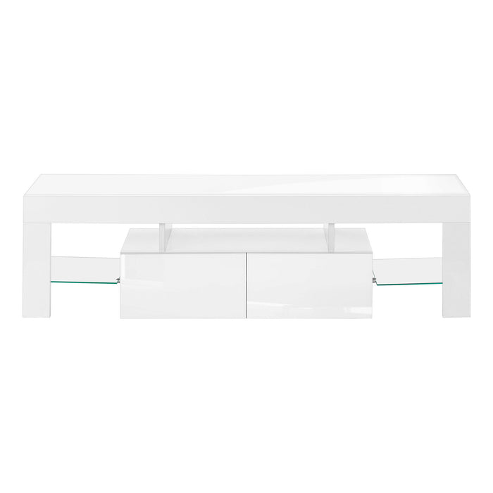 63" Cabinet Enclosed Storage TV Stand - White