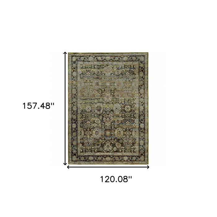10' x 14' Floral Area Rug - Green And Brown
